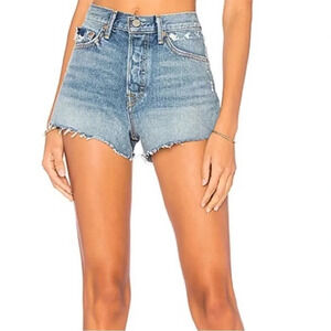 GRLFRND Helena On Fleek  High Rise Distressed Jean Shorts 27